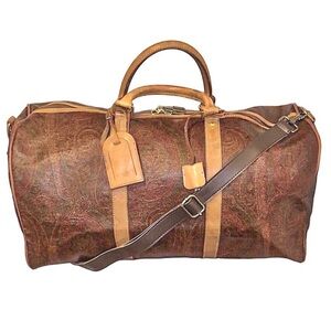 ETRO Milano Red Paisley Boston Weekend Bag With Carry Strap 50